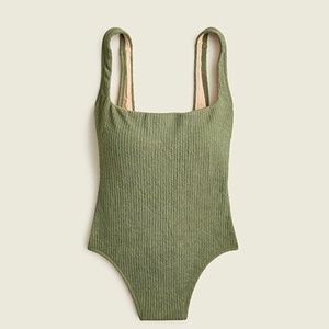 J. CREW - Long torso Textured squareneck one-piece